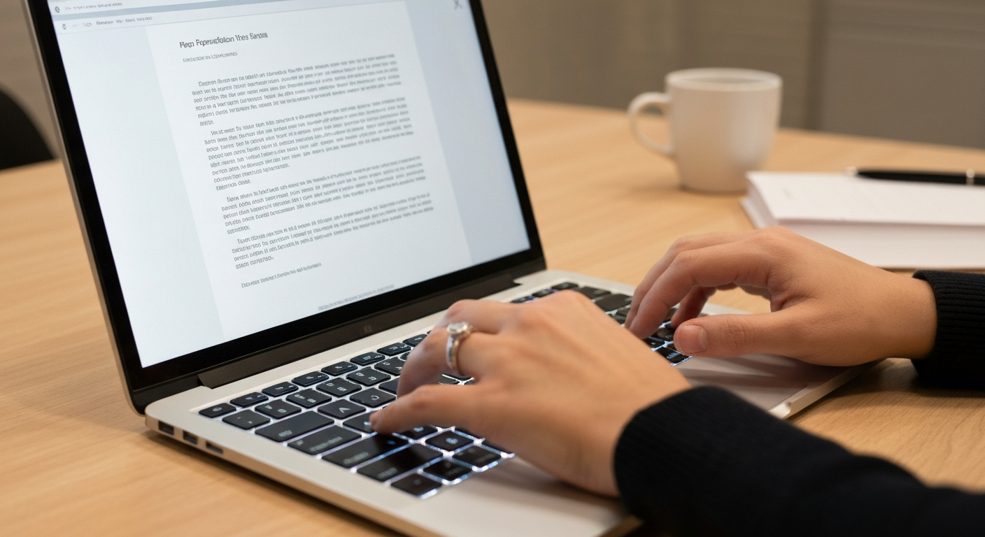 Interface Wisewand en test pratique — rédaction IA SEO français sur ordinateur portable